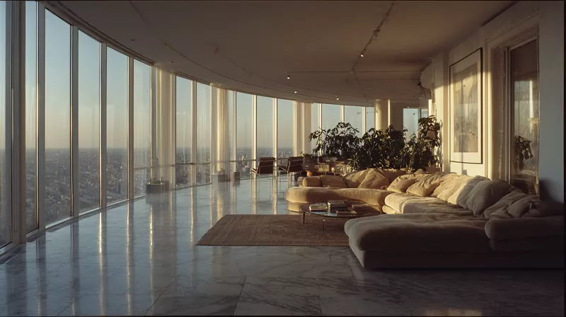 Penthouse lounge at golden hour