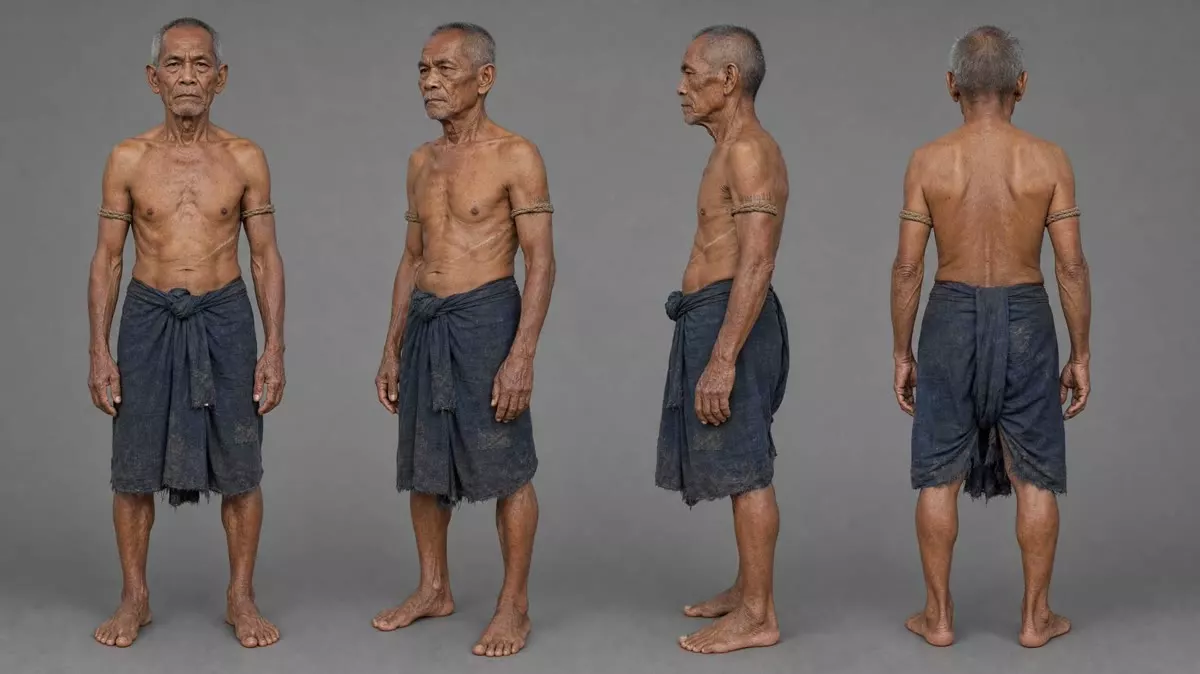 Character turnaround sheet of the old trainer